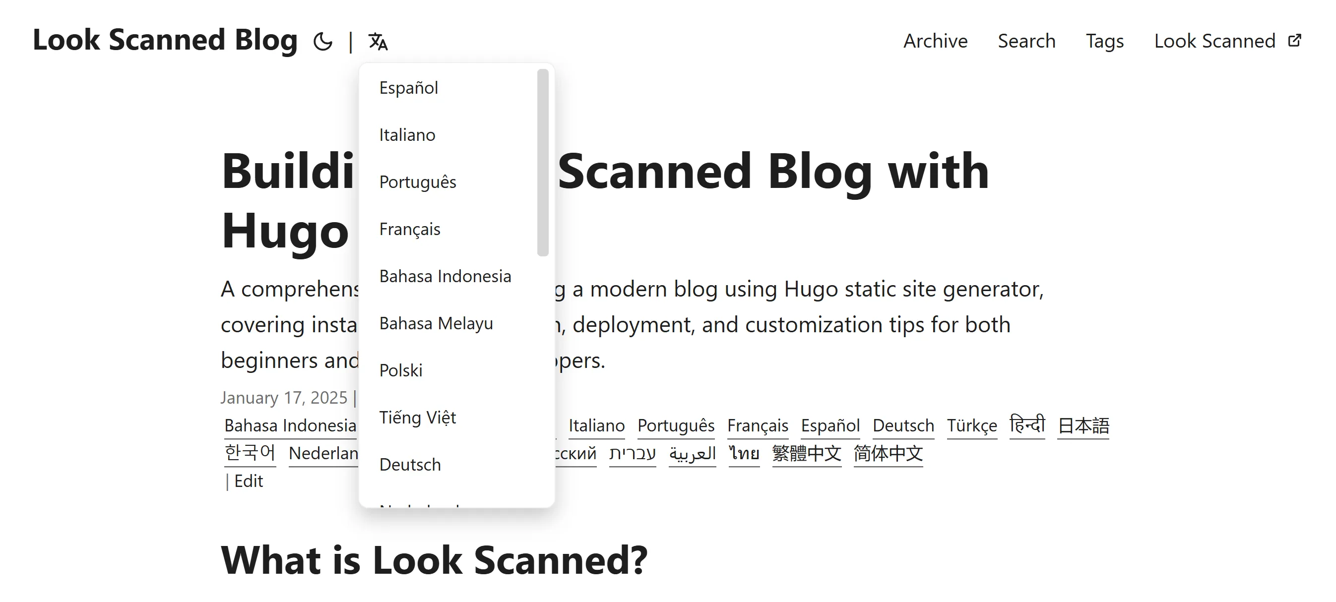 Custom Language Selector in Hugo PaperMod theme